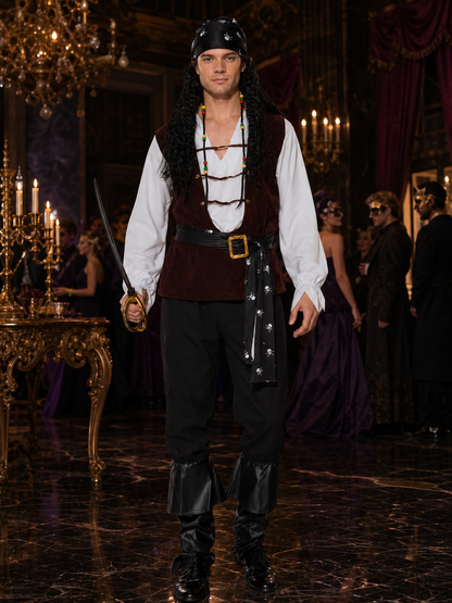Pirate Cosplay Costume with Vest for Masquerades Costumes detail