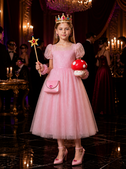 Girls Princess Halloween Costume Accessory Set With Crown, Wand, Purse And Costume Headwear detail