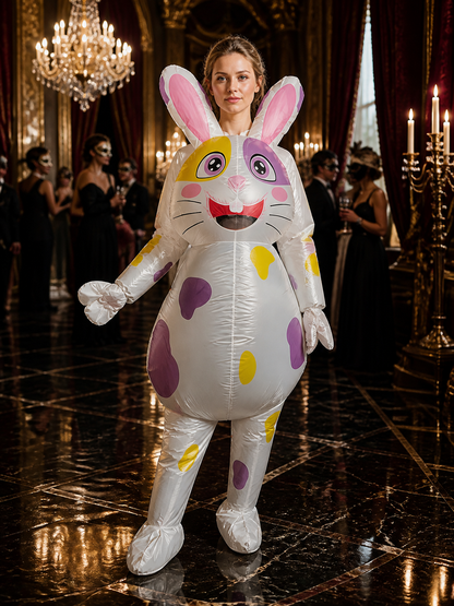 Inflatable Rabbit Costume with Colorful Patches for Halloween Party Costumes detail