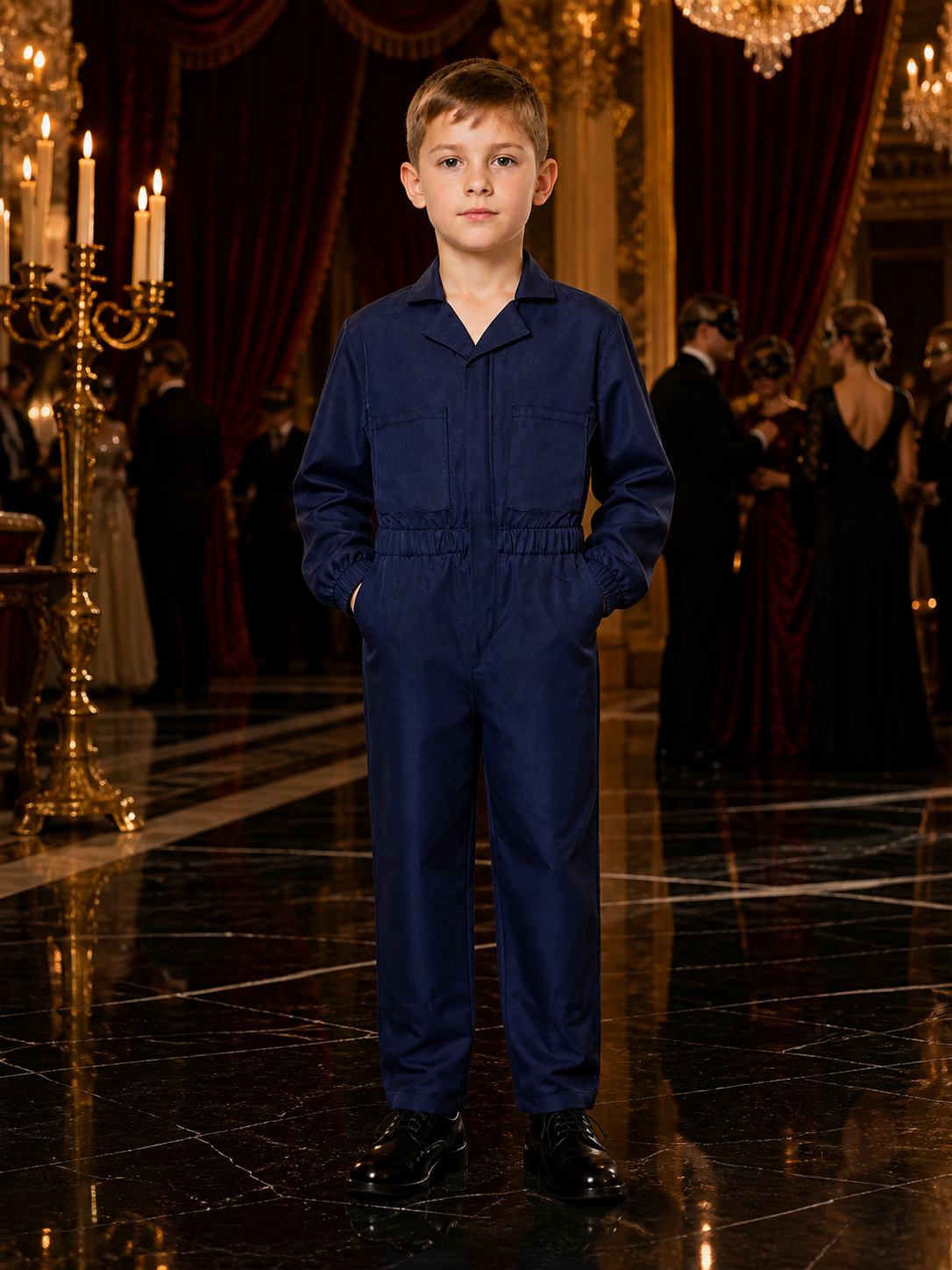 Michael Myers Jumpsuit Costume, Adult Navy Blue Workwear with Chest Pockets and Costumes detail