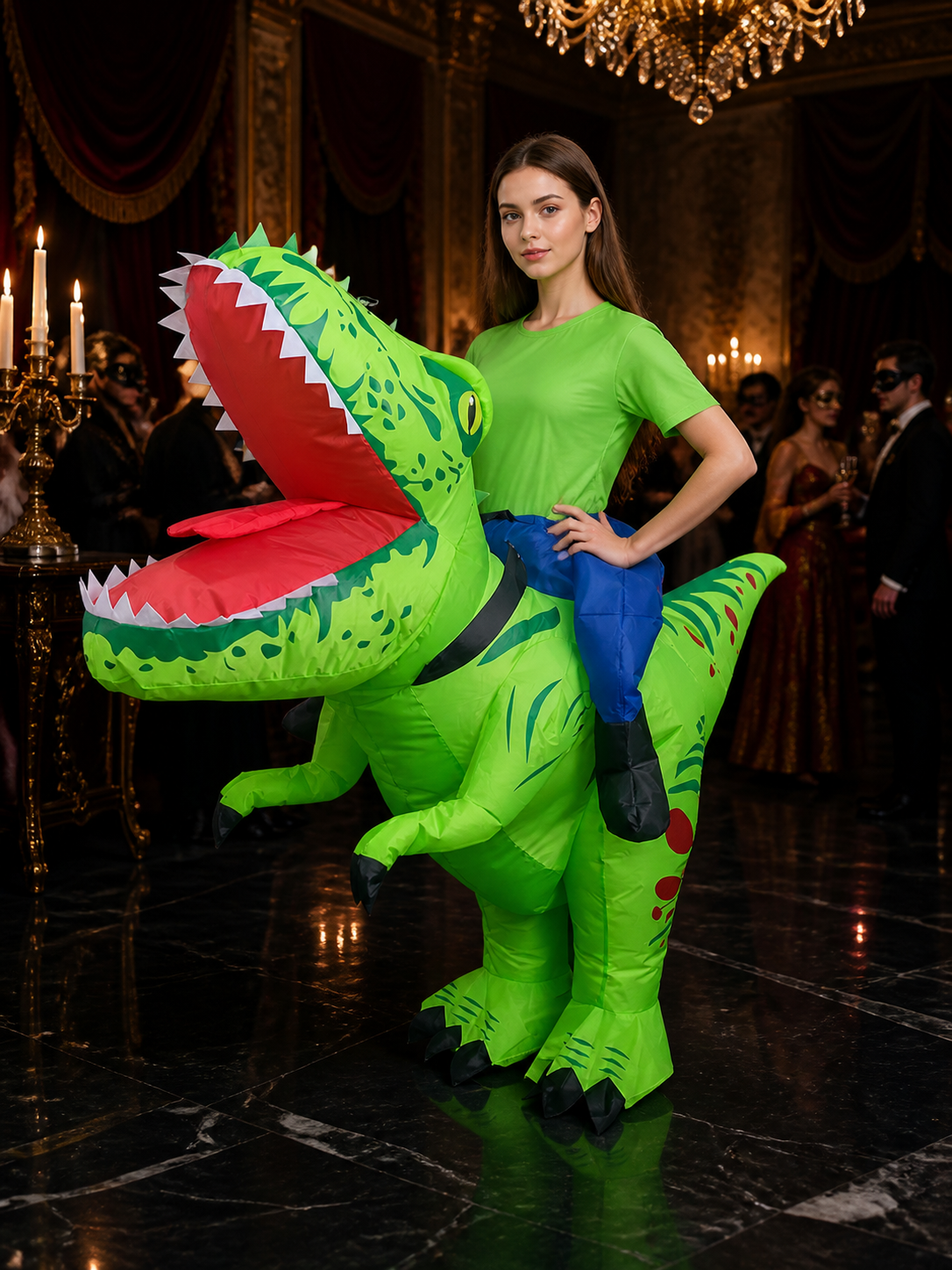 Dinosaur Inflatable Costume for Halloween, Full Body Blow Up Suit with Tail Costumes detail