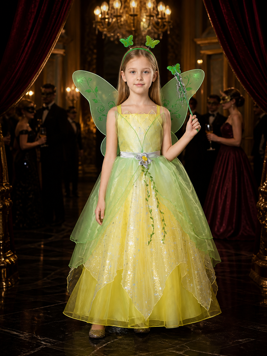 Girl's Fairy Princess Costume Dress, Butterfly Wings Glitter Tulle Halloween Costume Dresses detail