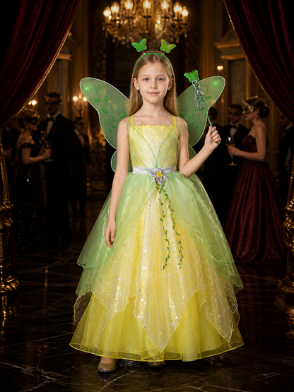 Girl's Fairy Princess Costume Dress, Butterfly Wings Glitter Tulle Halloween Costume Dresses detail