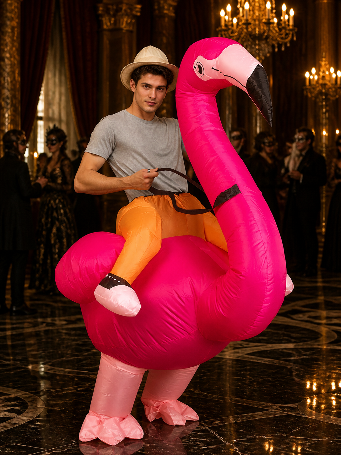 Kids Inflatable Flamingo Costume, Funny Blow Up Bird Outfit for Halloween Costumes detail
