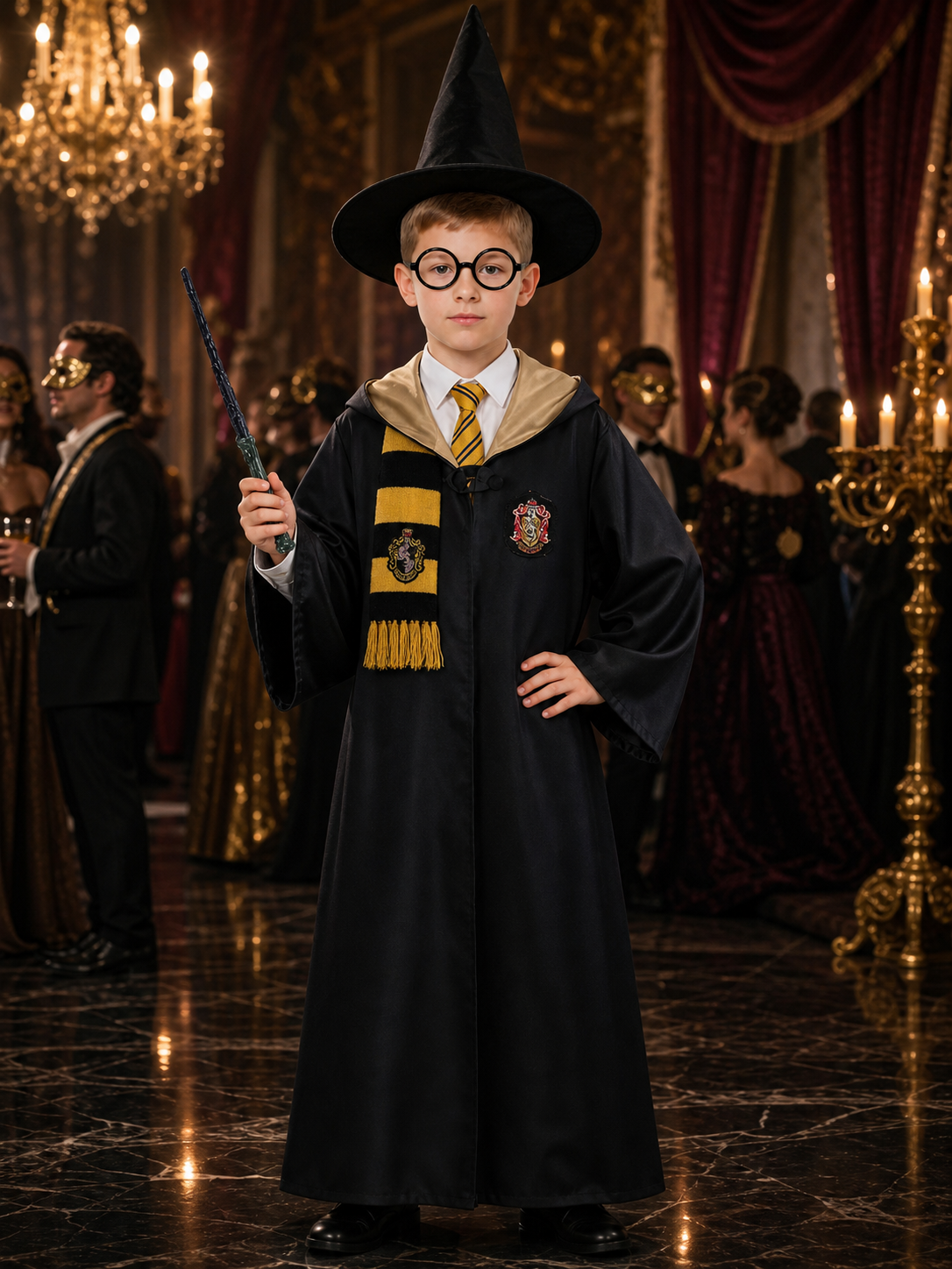 Hufflepuff Wizard Costume with Hood for Cosplay