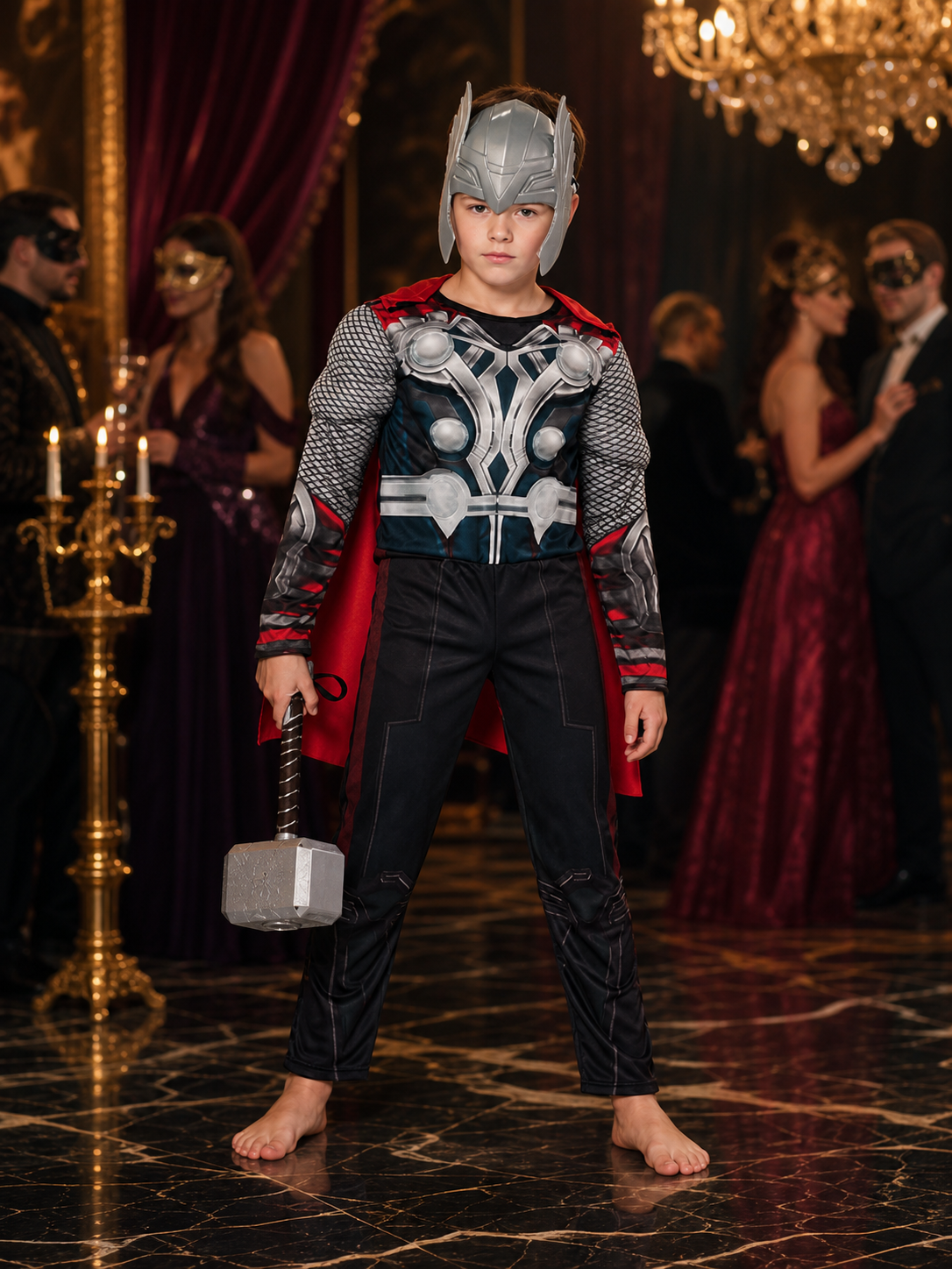 Thor Armor-Print Jumpsuit for Role-Playing and Halloween Costumes detail