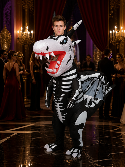 Adult Dragon Skeleton Costume Jumpsuit with Wings and Tail Costumes detail