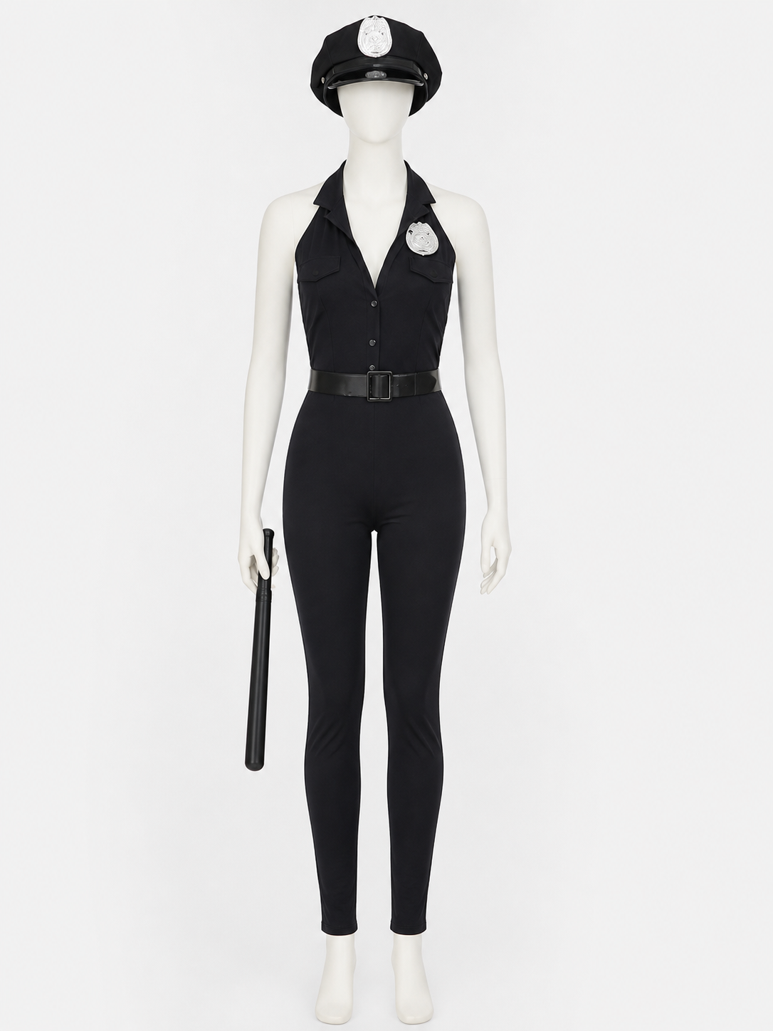 Women's Sexy Police Costume Set with Hat, Belt & Baton - Halloween Outfit Costume Headwear detail