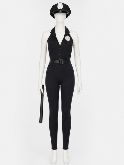 Women's Sexy Police Costume Set with Hat, Belt & Baton - Halloween Outfit Costume Headwear detail