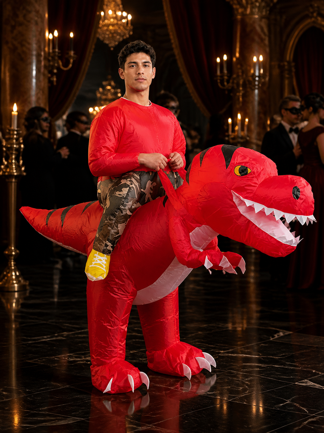 Riding T-Rex Dinosaur Inflatable Costume for Halloween Funny Party Costumes detail