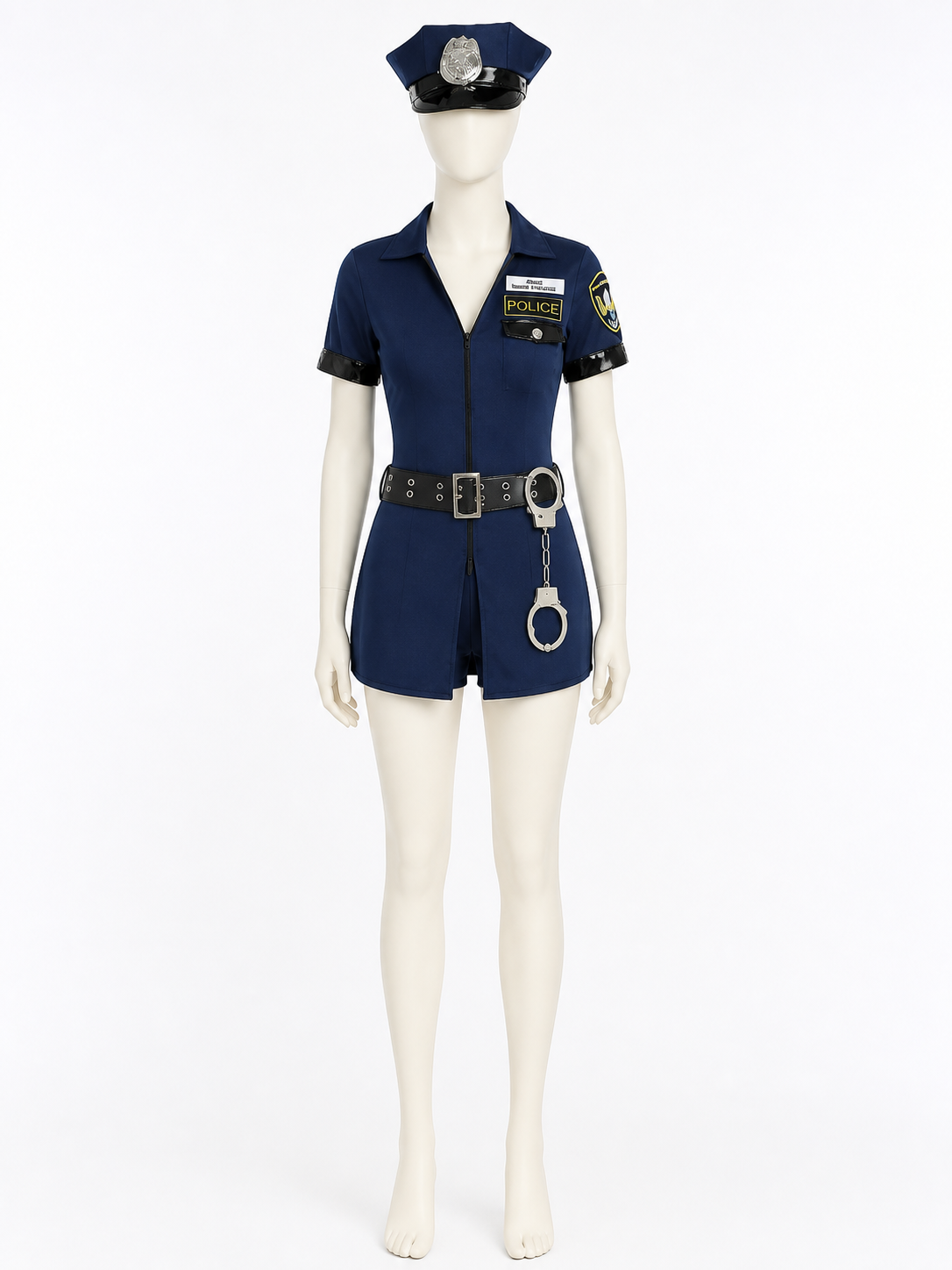 Women's Sexy Police Officer Costume Set with Hat, Belt & Handcuffs Costume Headwear detail