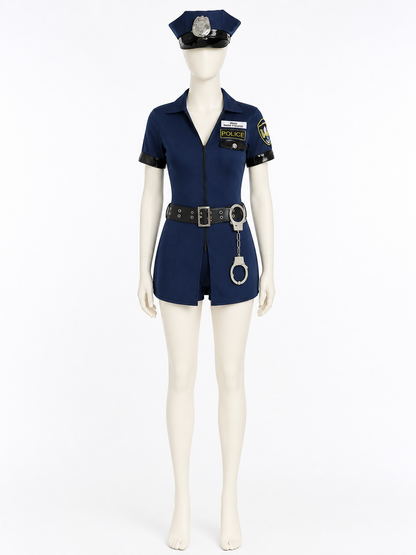 Women's Sexy Police Officer Costume Set with Hat, Belt & Handcuffs Costume Headwear detail