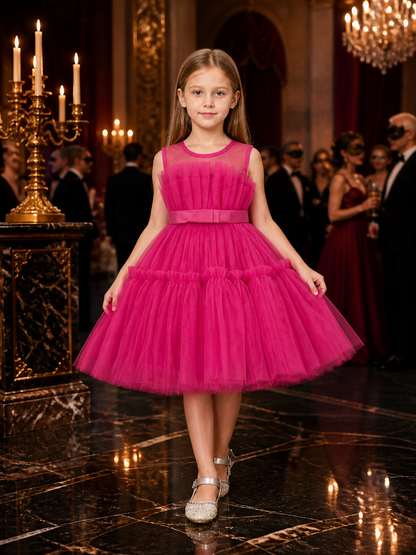 Girls' Princess Tutu Dress, Sleeveless Layered Mesh Performance Outfit Costume Dresses detail