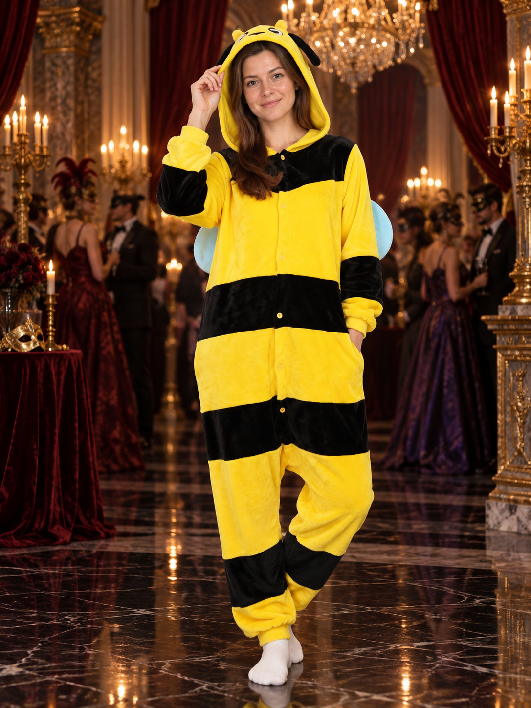 Bee Kigurumi Yellow and Black with Hood and Wings