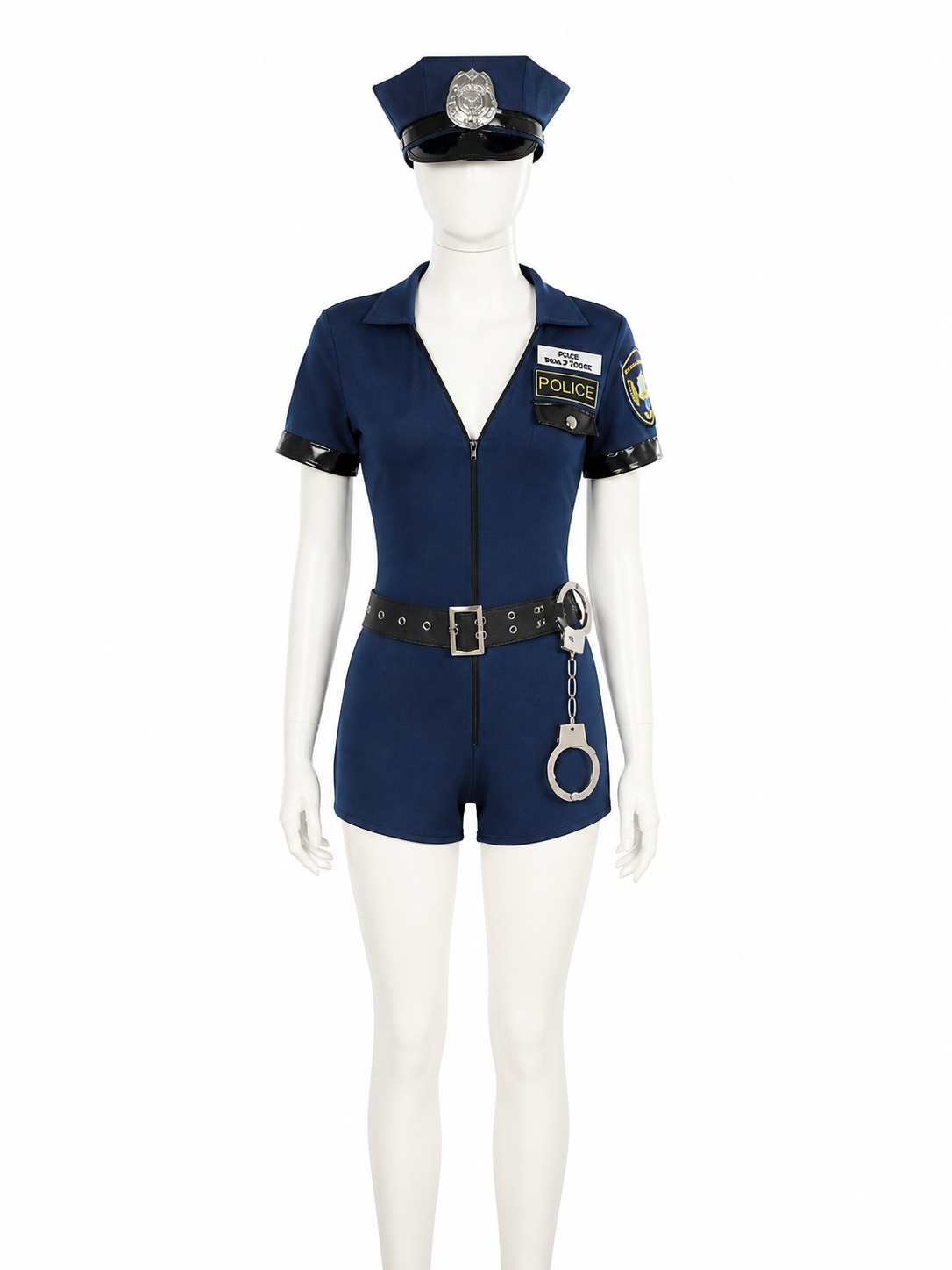 Women's Navy Police Costume Bodysuit Set With Hat, Belt And Handcuffs Costume Headwear detail