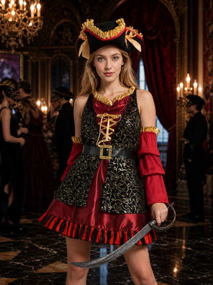 Women's Sleeveless Pirate Costume for Cosplay Costumes detail