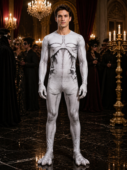 Adult & Kids Human Anatomy Bodysuit Costume, Hooded Jumpsuit With Matching Foot Costumes detail