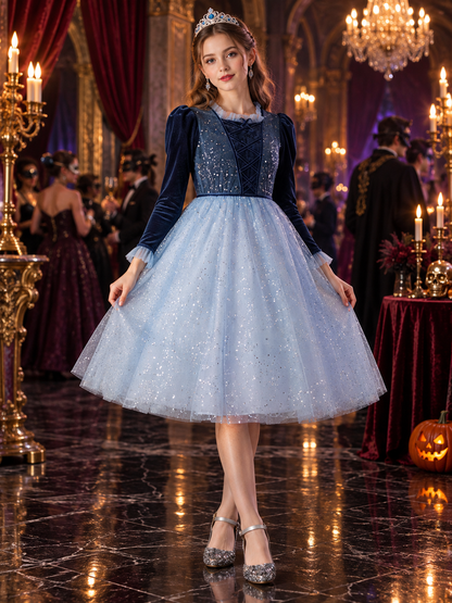 Kids' Princess Costume with Glitter, Blue