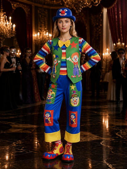 Circus-Style Clown Costume for Performances and Halloween Costumes detail