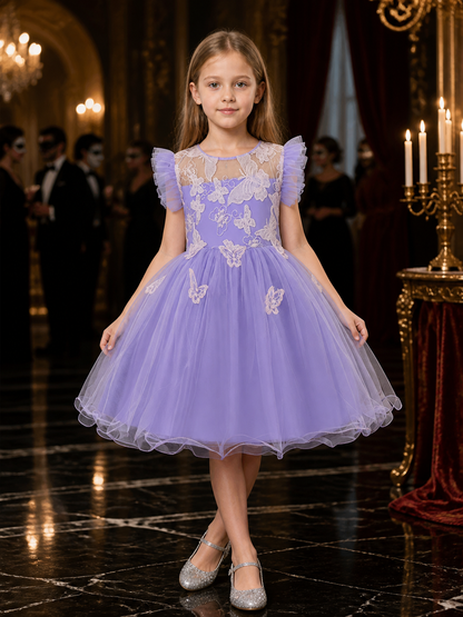 Baby Girls' Purple Princess Tutu Dress with Lace Bows and Layered Tulle Skirt Costume Dresses detail