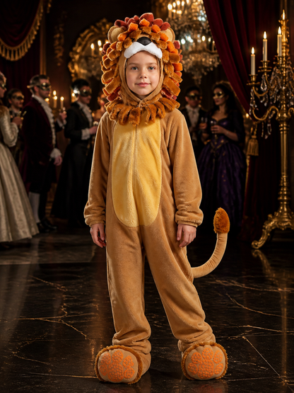 Toddler Animal Jumpsuit Costume With Mane Hood, Tail And Foot Covers Costumes detail