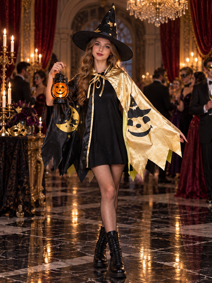 Kids' Halloween Costume with Cape, Hat, and Lantern