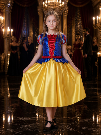 Children's Snow White Princess Costume Dress, Blue Top and Yellow Puffy Skirt Costume Dresses detail