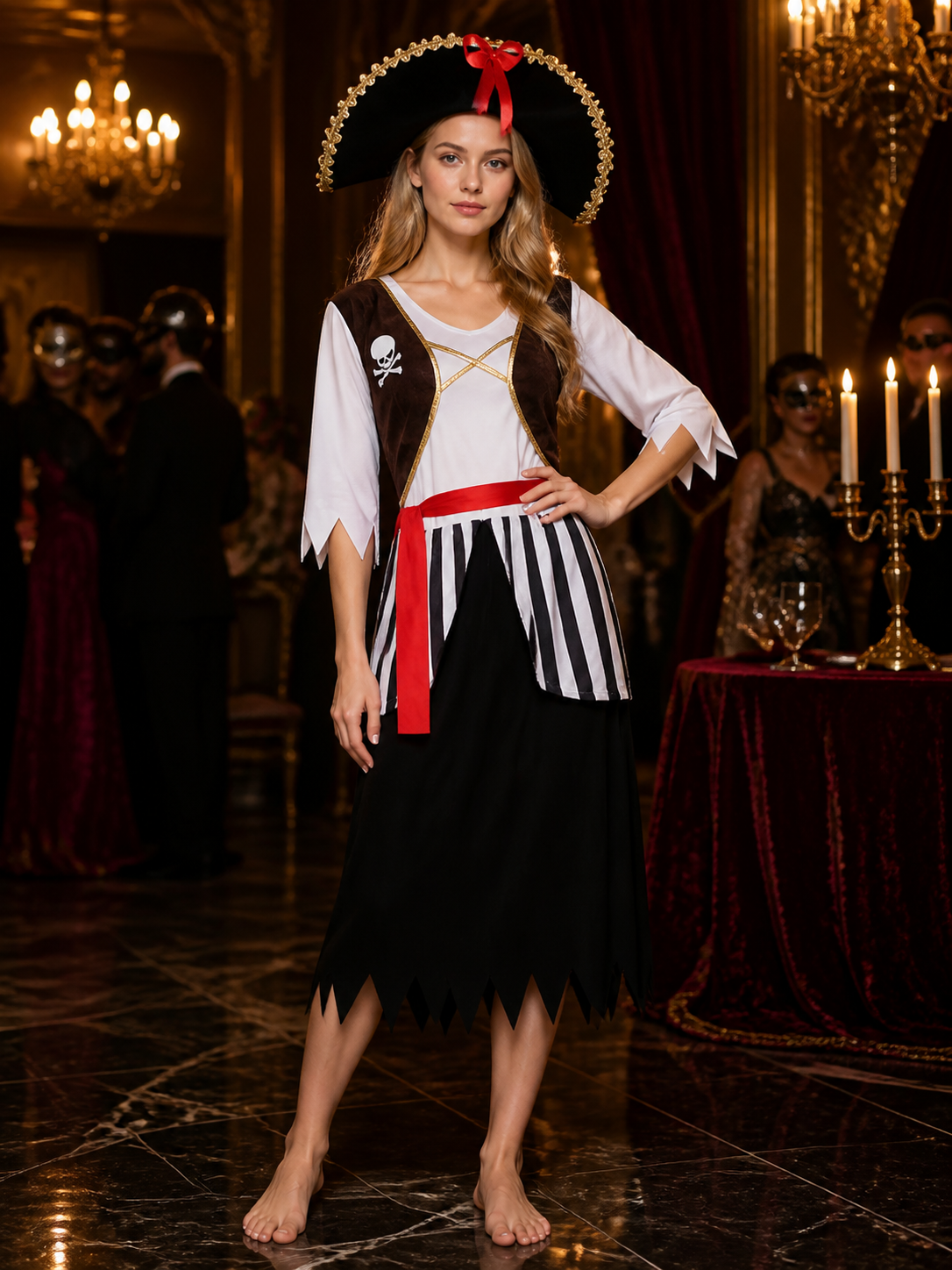 Women's Pirate Costume with Vest for Cosplay and Halloween Costumes detail