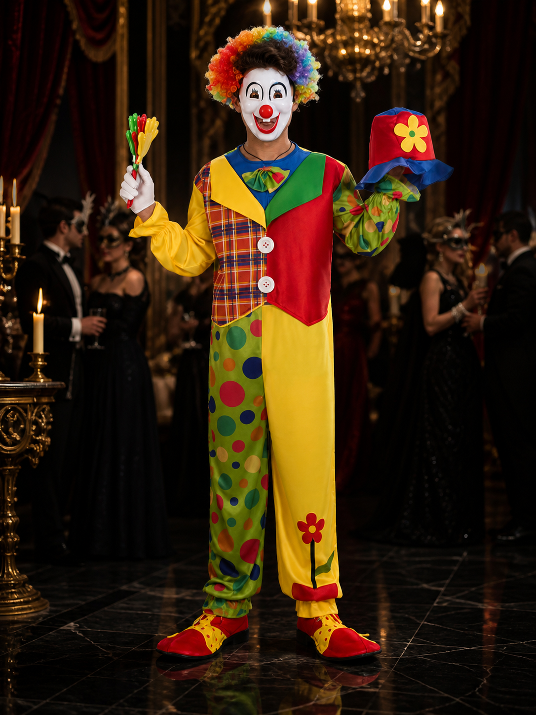Printed Clown Jumpsuit for Cosplay and Carnival