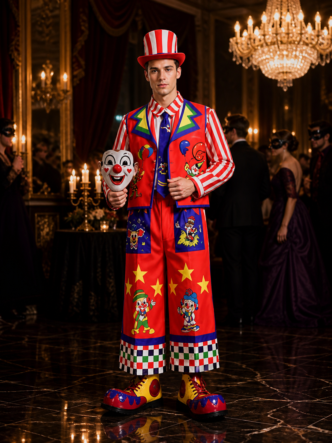 Circus Clown Costume for Adults, Carnival Costume for Performances