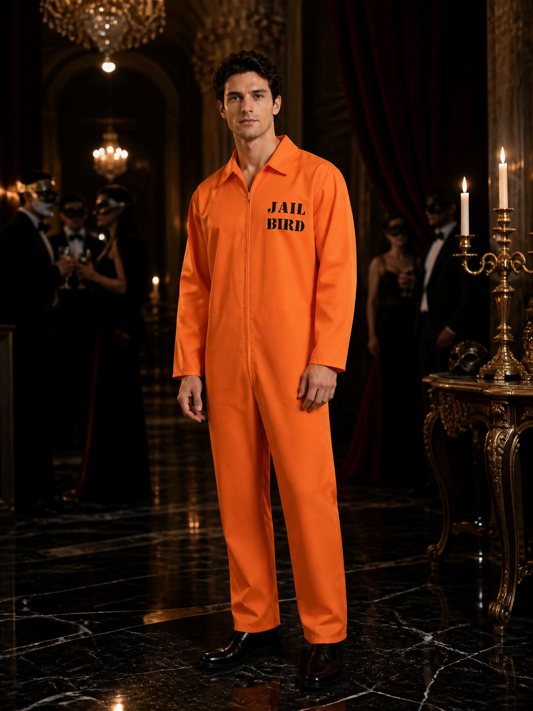 Orange Prisoner Jumpsuit for Halloween Cosplay Costumes detail