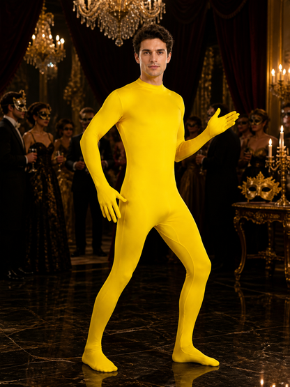 Adult Unisex Yellow Invisible Man Bodysuit Costume Ninja Halloween Outfit Costumes detail