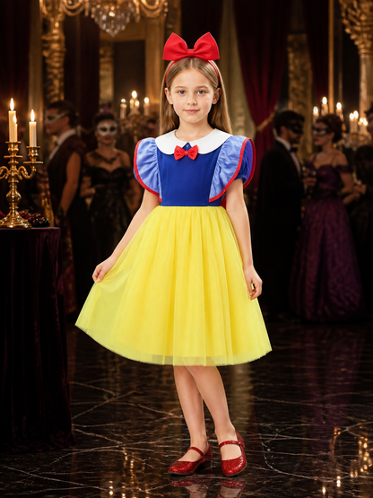 Girls Snow White Princess Dress Costume with Headband Costume Dresses detail