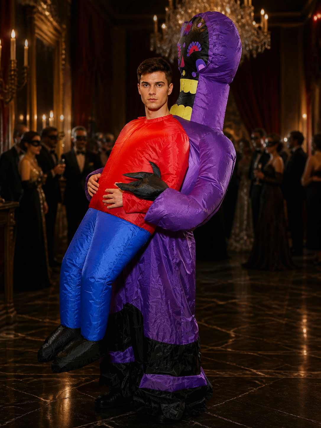 Purple Alien Inflatable Bodysuit Costume, Funny Halloween Party Outfit Costumes detail