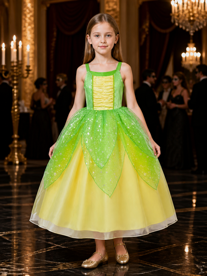 Girls Princess Dress Costume, Sparkly Star Print Tulle Ball Gown for Halloween Costume Dresses detail