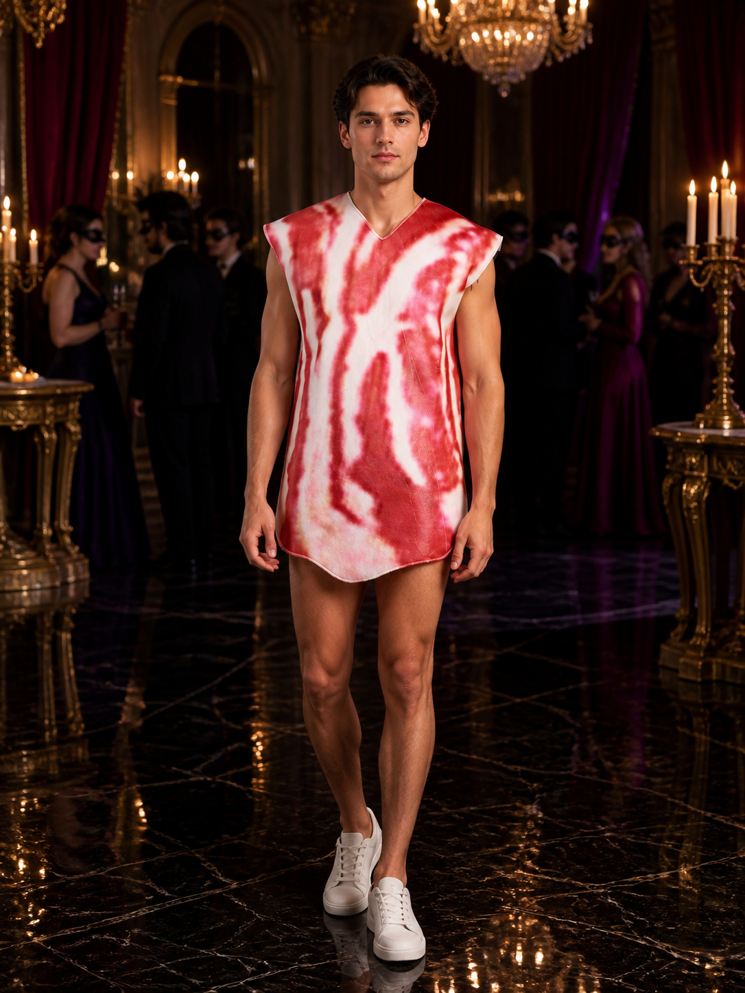 Unisex Adult Egg and Bacon Costume Bodysuit, Funny Food Party Outfit Costumes detail