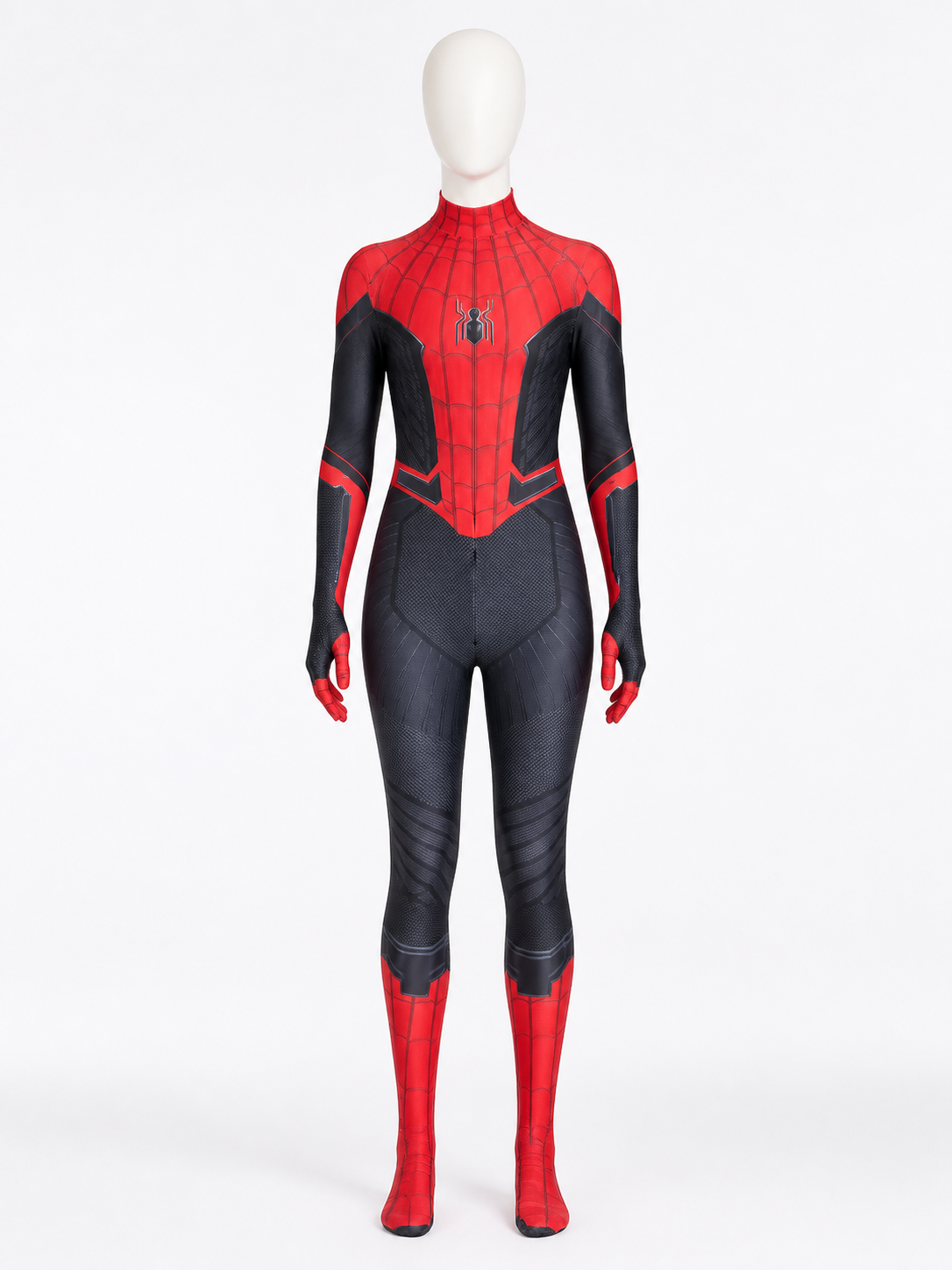 Kids' Red and Black Spider-Man Full-Body Hooded Jumpsuit Costume Costumes detail