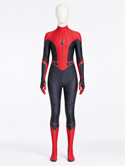 Kids' Red and Black Spider-Man Full-Body Hooded Jumpsuit Costume Costumes detail