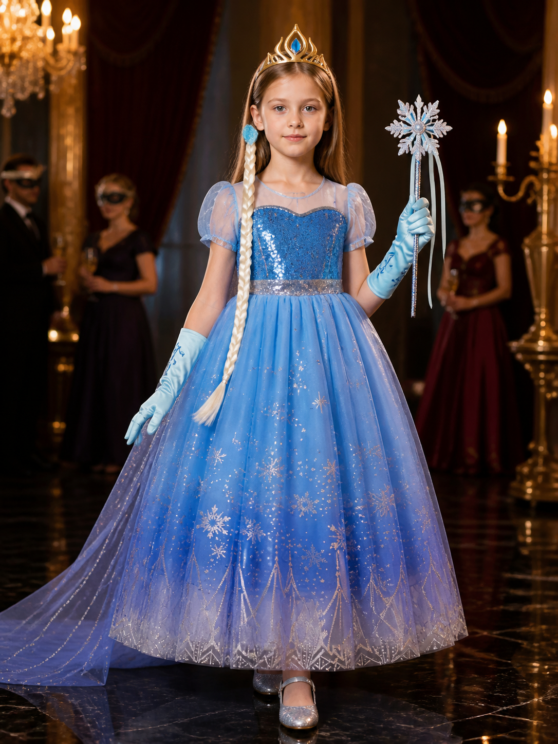 Kids Elsa Sequined Snowflake Princess Dress Costume Costume Dresses detail