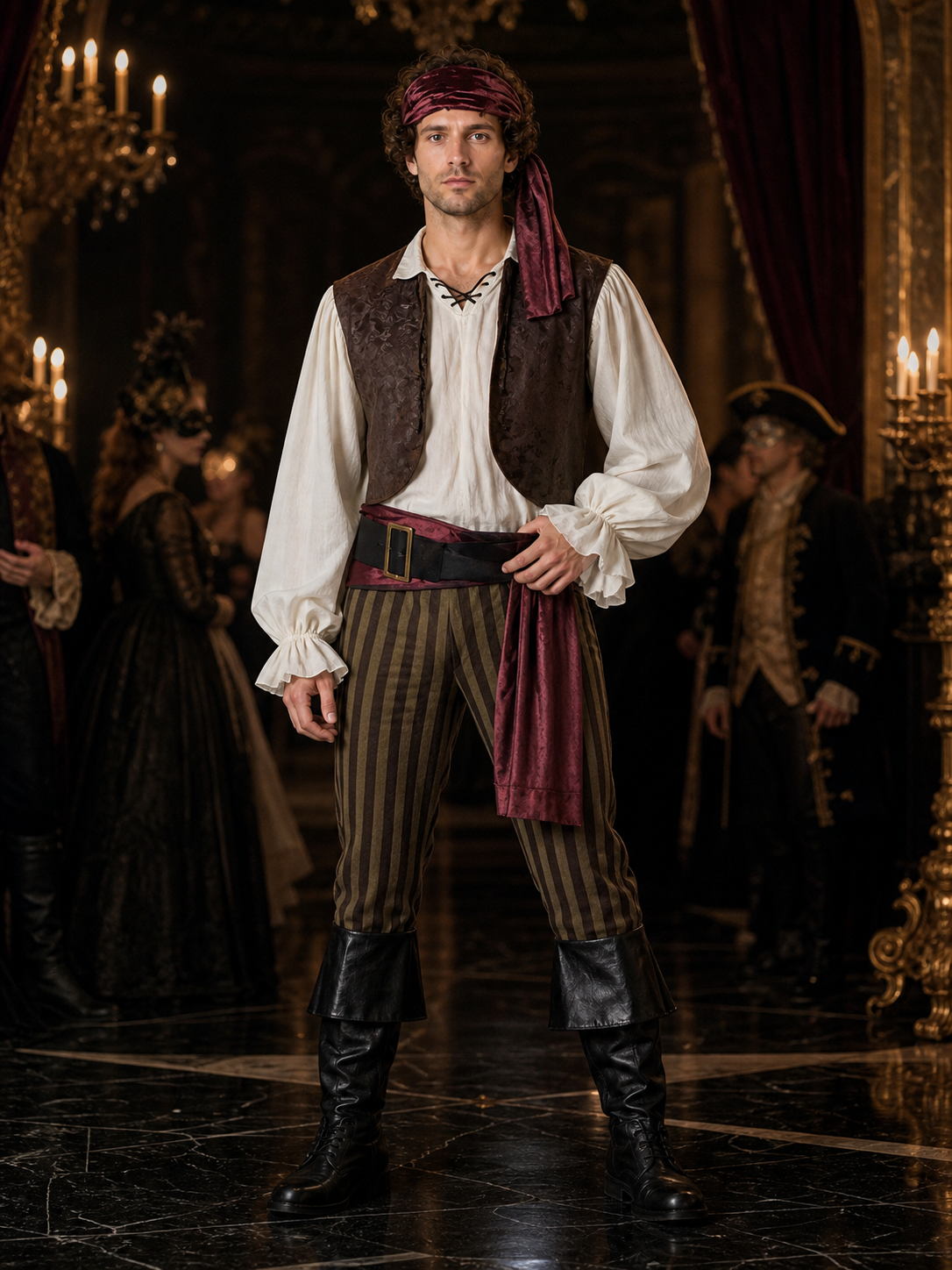 Retro Pirate Carnival Costume for Halloween Cosplay