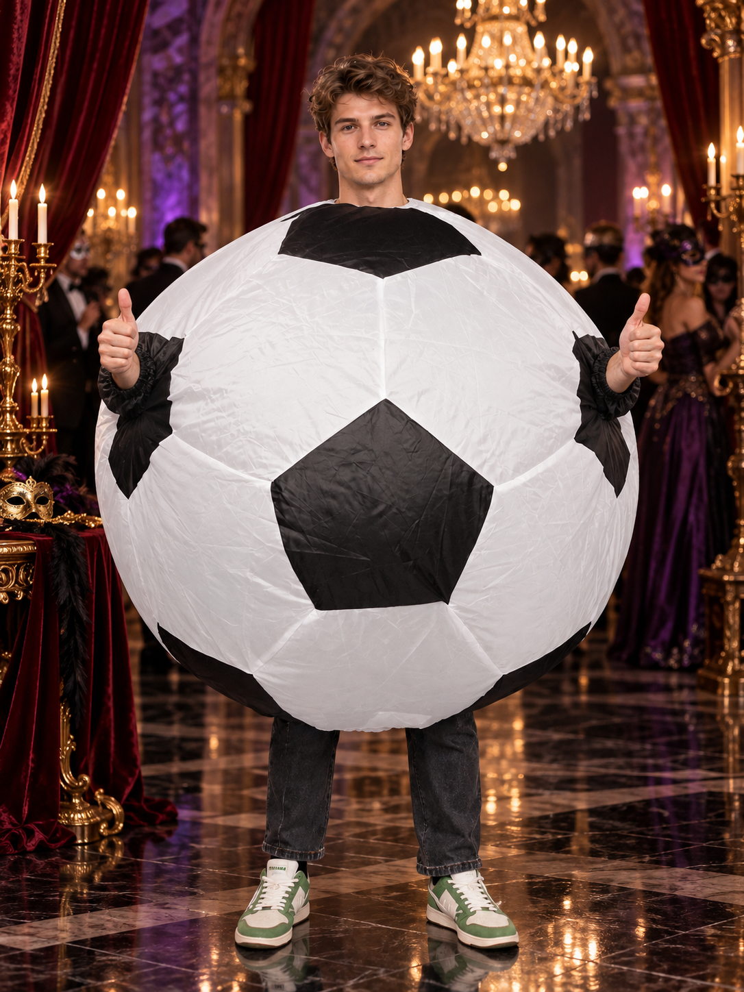 Inflatable Soccer Ball Costume for Adults White