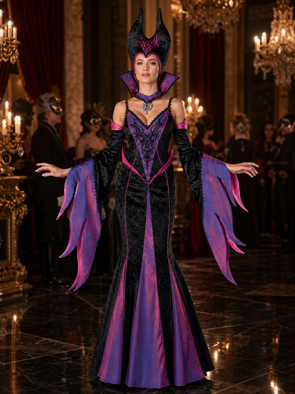 Women's Witch Costume with Hat and Pendant