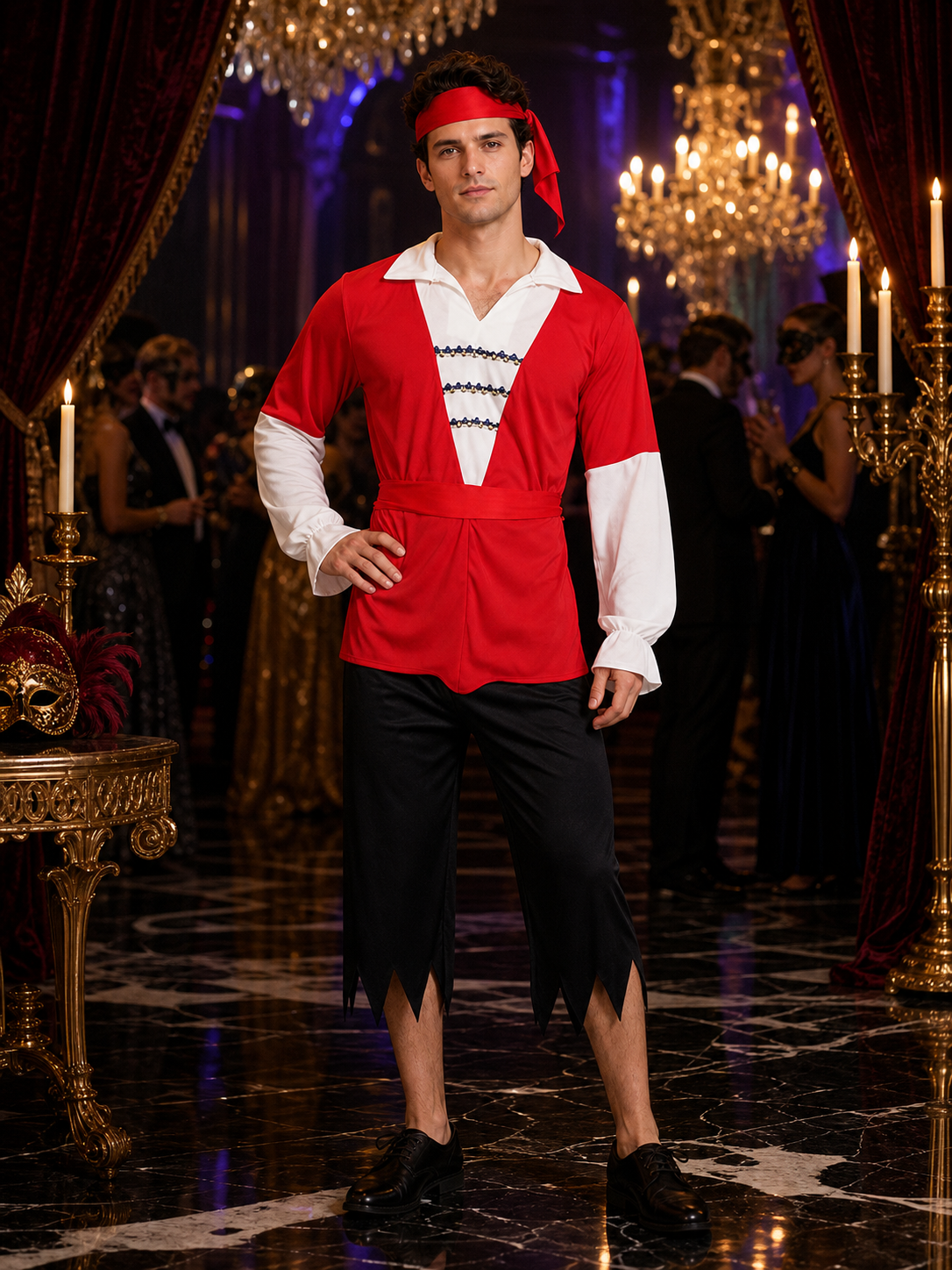 Retro Pirate Costume with White Collar for Costume Parties Costumes detail