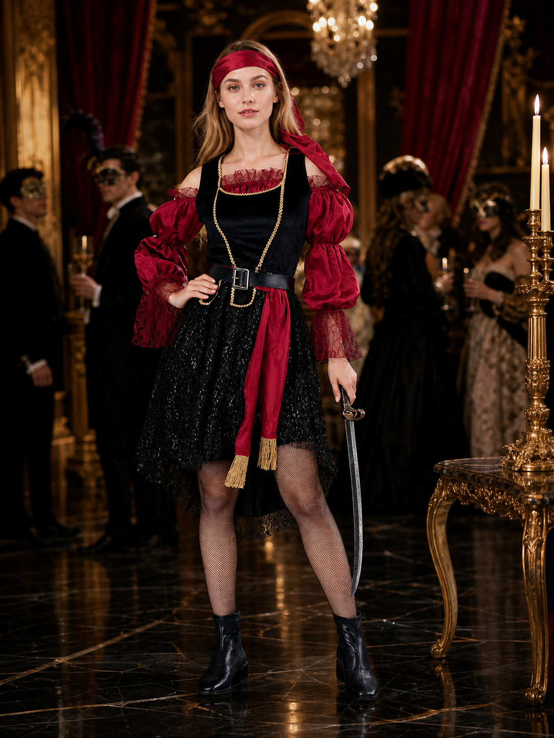 Retro-Style Pirate Costume with Corset Costumes detail