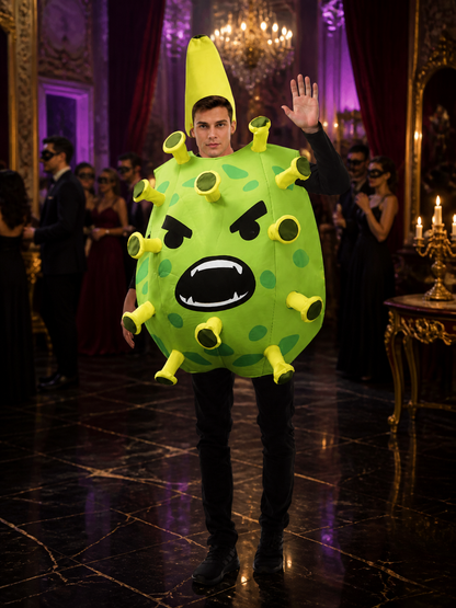 Green Inflatable Virus Costume Jumpsuit, Funny Halloween Party Outfit Costumes detail