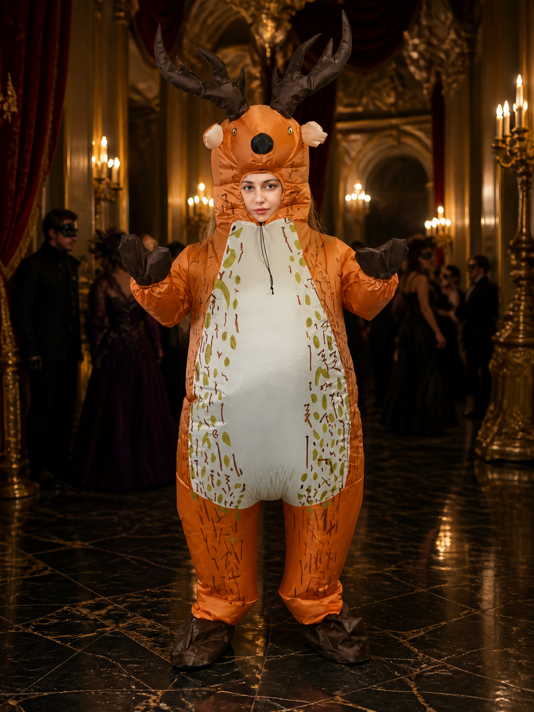Inflatable Deer Costume, Funny Halloween Outfit with Antlers and Hooves Costumes detail