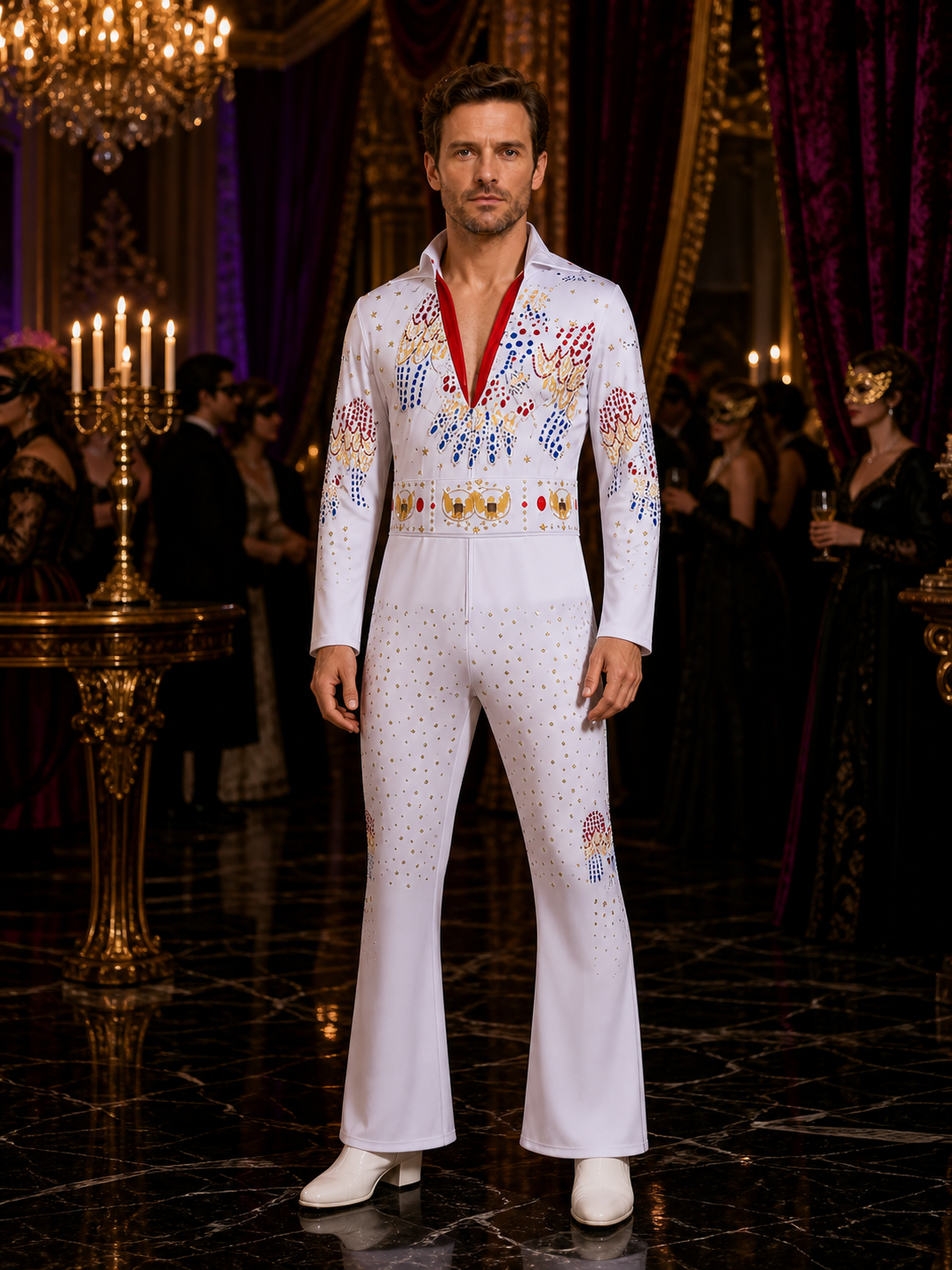 Sequined Elvis-Style Carnival Costume for Parties Costumes detail
