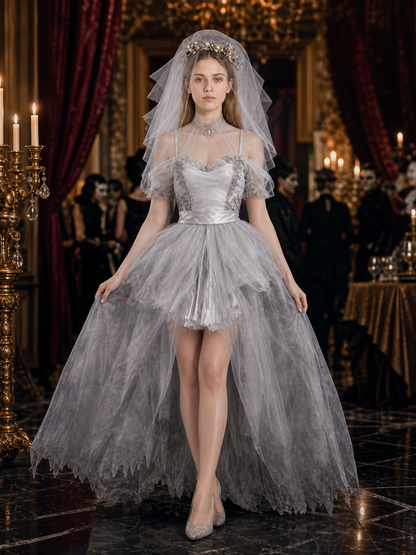 Halloween Zombie Bride Costume with Veil