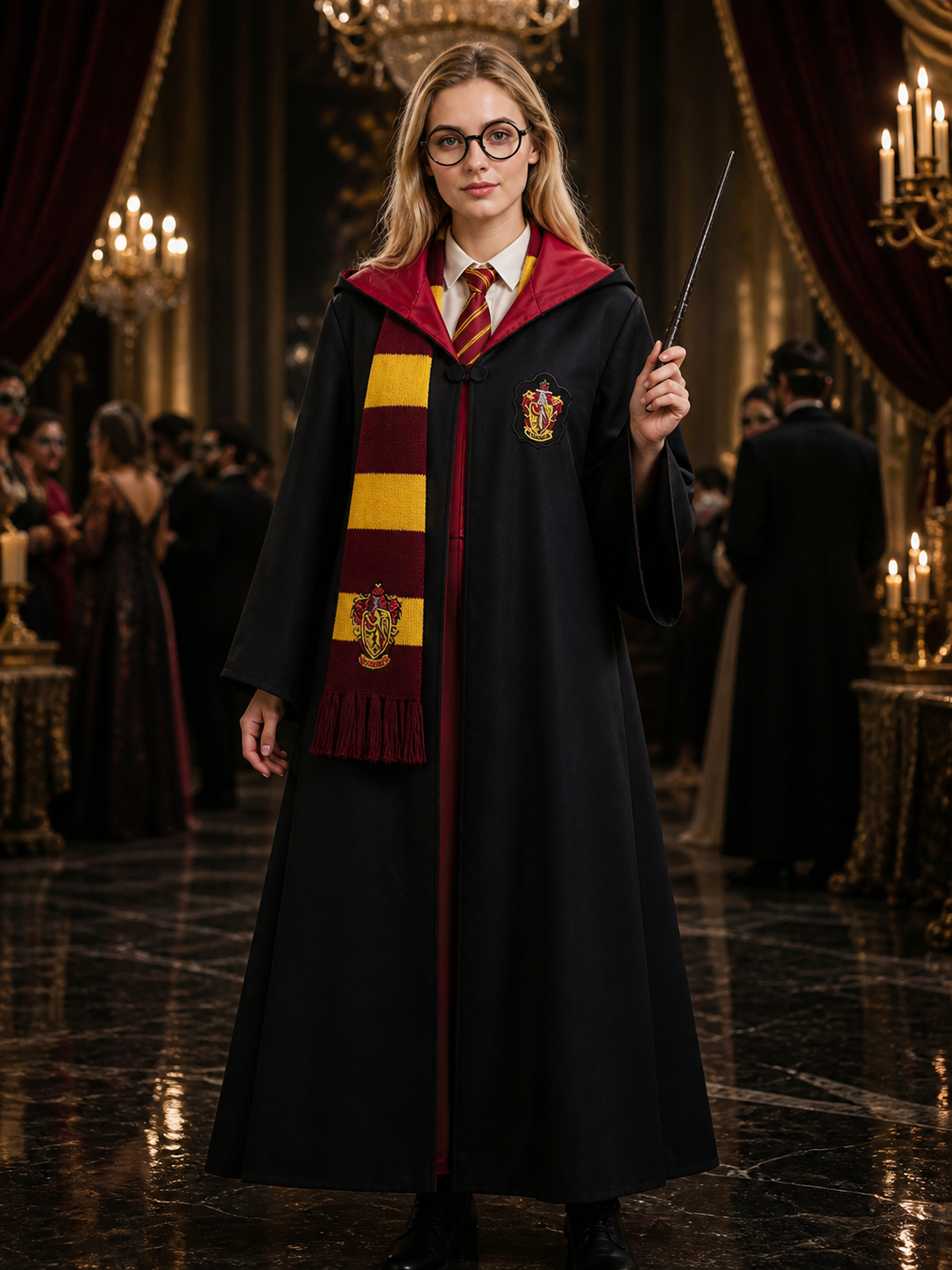 Gryffindor Hooded Wizard Costume Set - Complete Outfit with Accessories Costume Accessories detail
