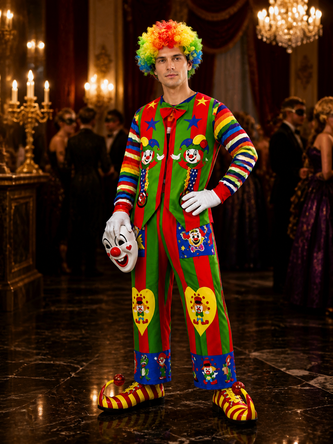 Rainbow Clown Jumpsuit Costume for Carnival and Stage